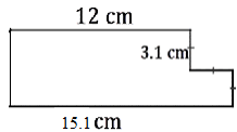 Composite Shape with a bottom length of 15.1cm, top length of 12cm, and top-right height of 3.1cm.