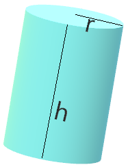 Surface Area of a cylinder with h representing its height and r its radius.
