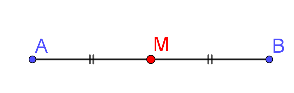 Midpoint of a line between points A and B.