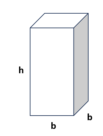 Square Prism representing box with variables (base and height) outlined.