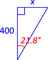 Right Triangle outlining the vertical travel distance and travel angle.